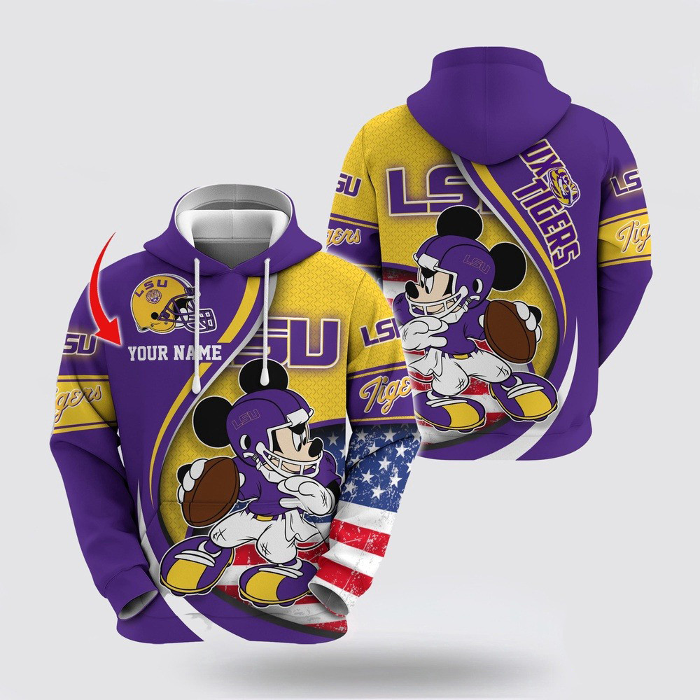 Custom NCAA LSU TIGERS Hoodie Mickey Mouse 100 Year Anniversary Hoodie Gifts For Fans