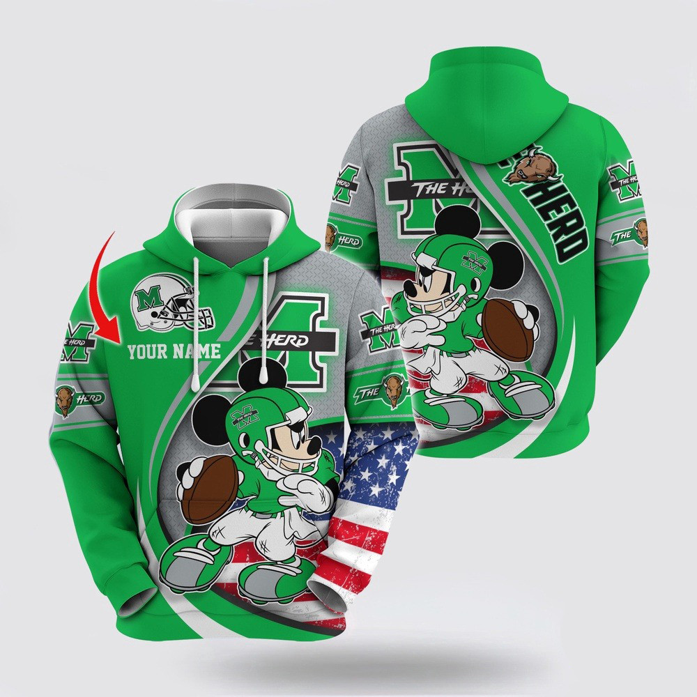 Custom NCAA Marshall Thundering Herd Hoodie Mickey Mouse 100 Year Anniversary Hoodie