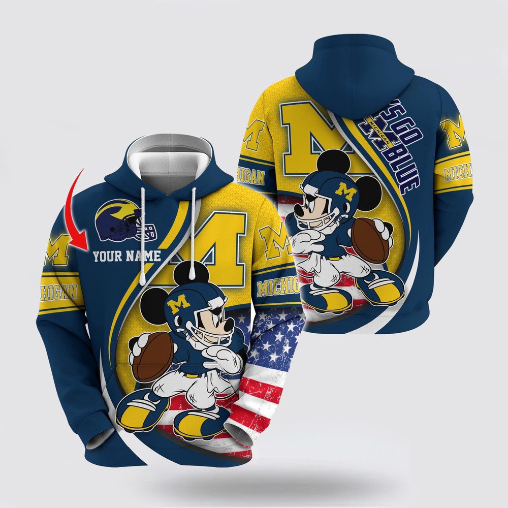 Custom NCAA Michigan Wolverines Hoodie Mickey Mouse 100 Year Anniversary Hoodie Boyfriend Gifts