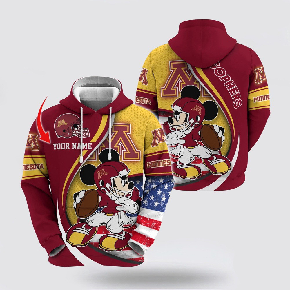 Custom NCAA Minnesota Golden Gophers Hoodie Mickey Mouse 100 Year Anniversary Hoodie