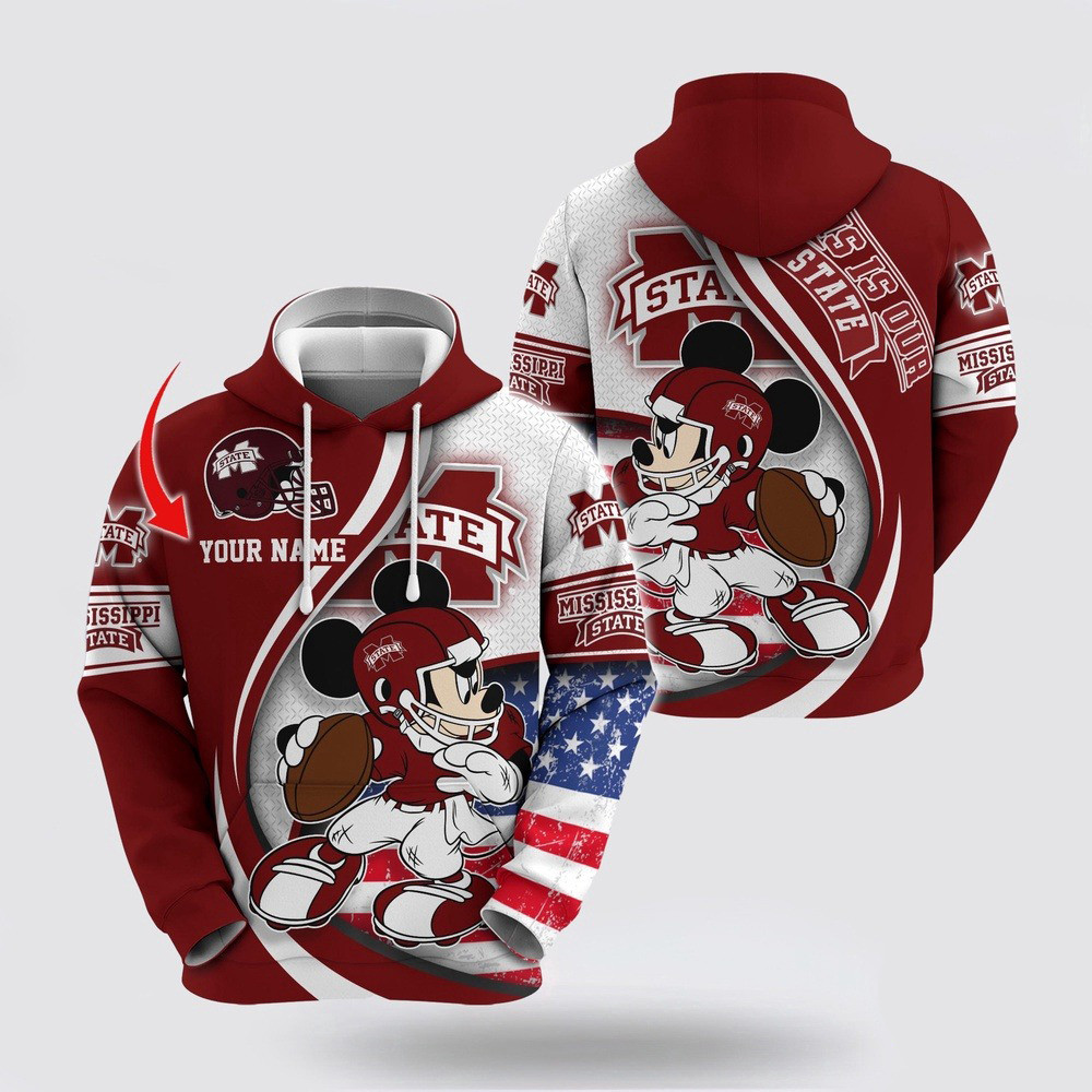 Custom NCAA Mississippi State Bulldogs Hoodie Mickey Mouse 100 Year Anniversary Hoodie