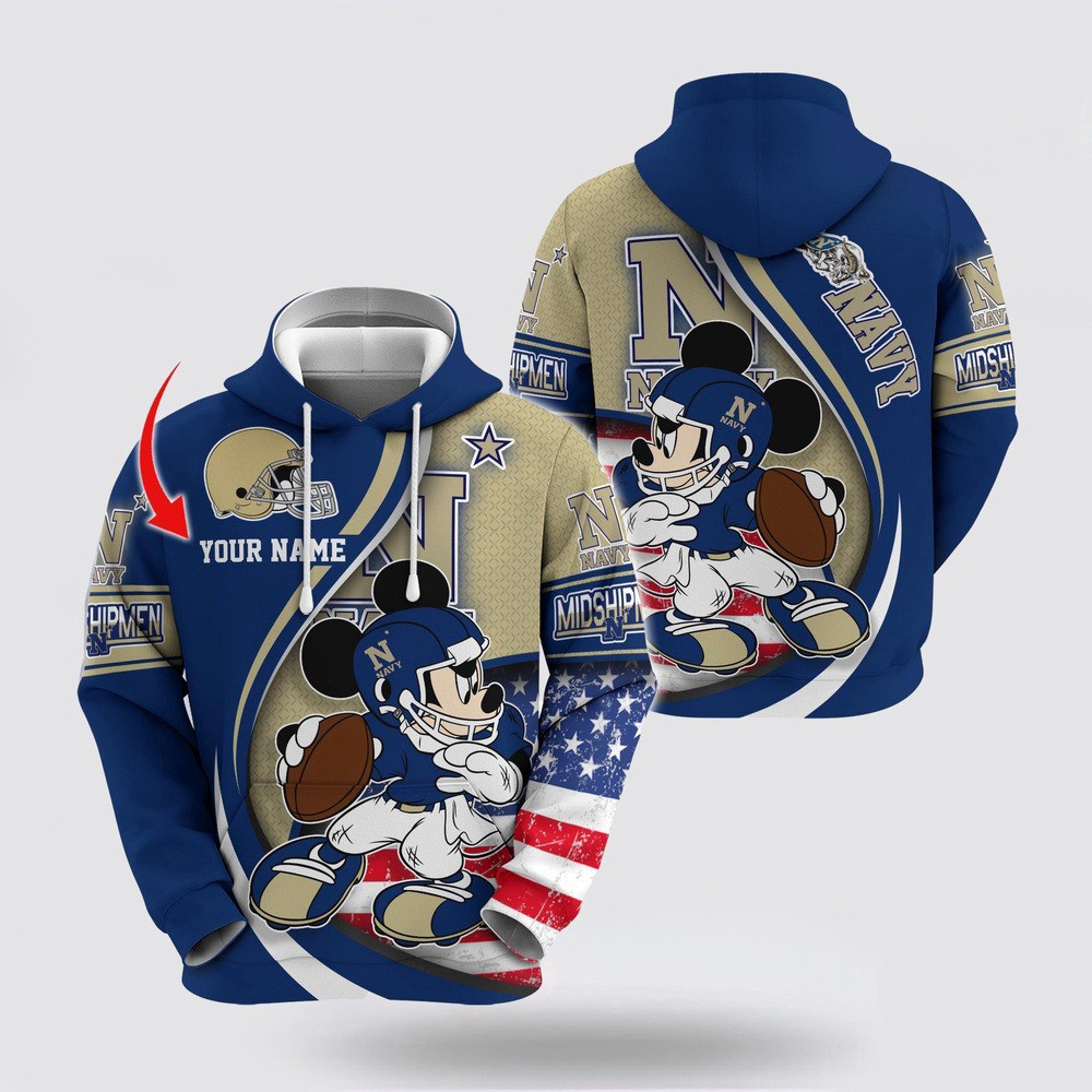 Custom NCAA Navy Midshipmen Hoodie Mickey Mouse 100 Year Anniversary Hoodie For Fans