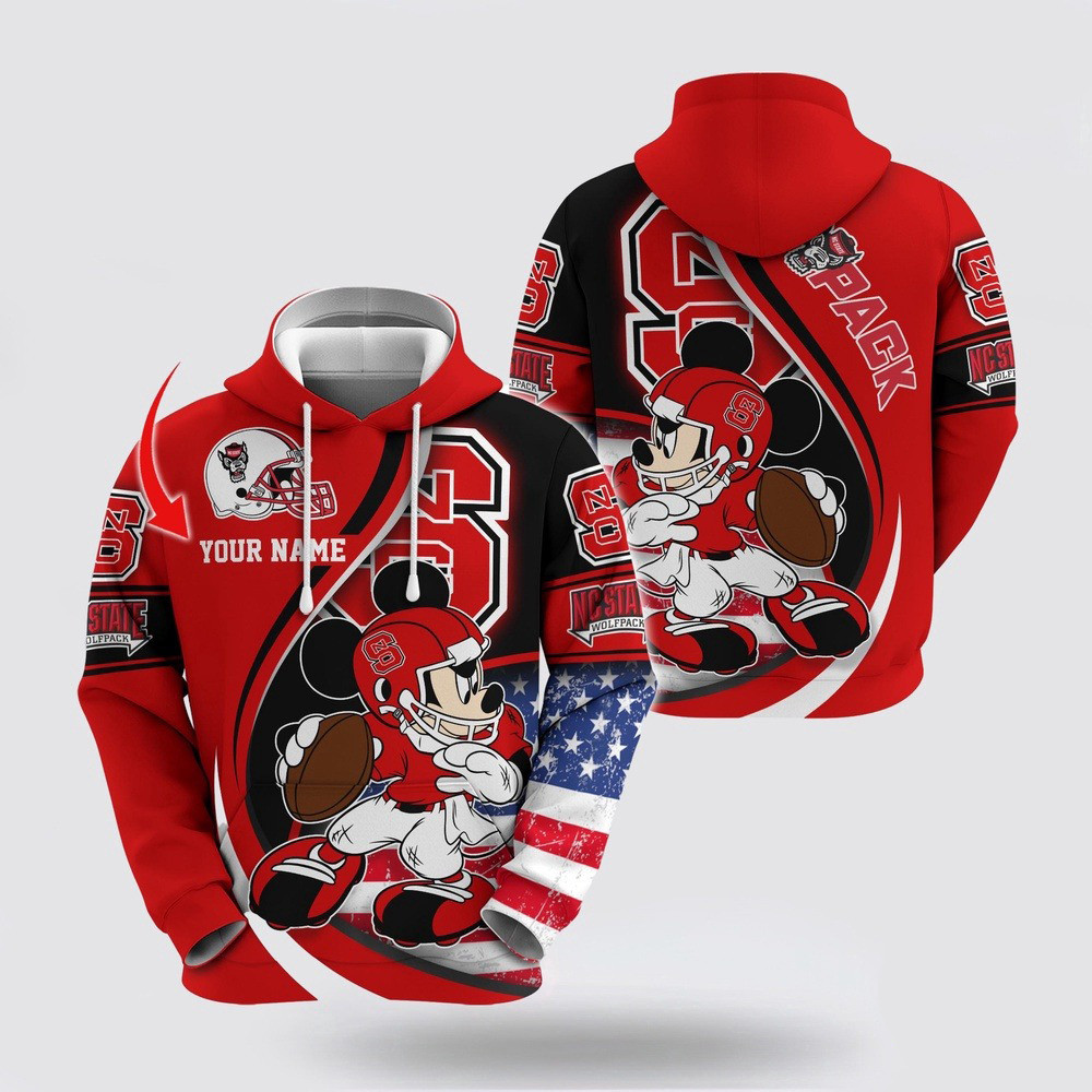 Custom NCAA NC State Wolfpack Hoodie Mickey Mouse 100 Year Anniversary Hoodie Him Gifts
