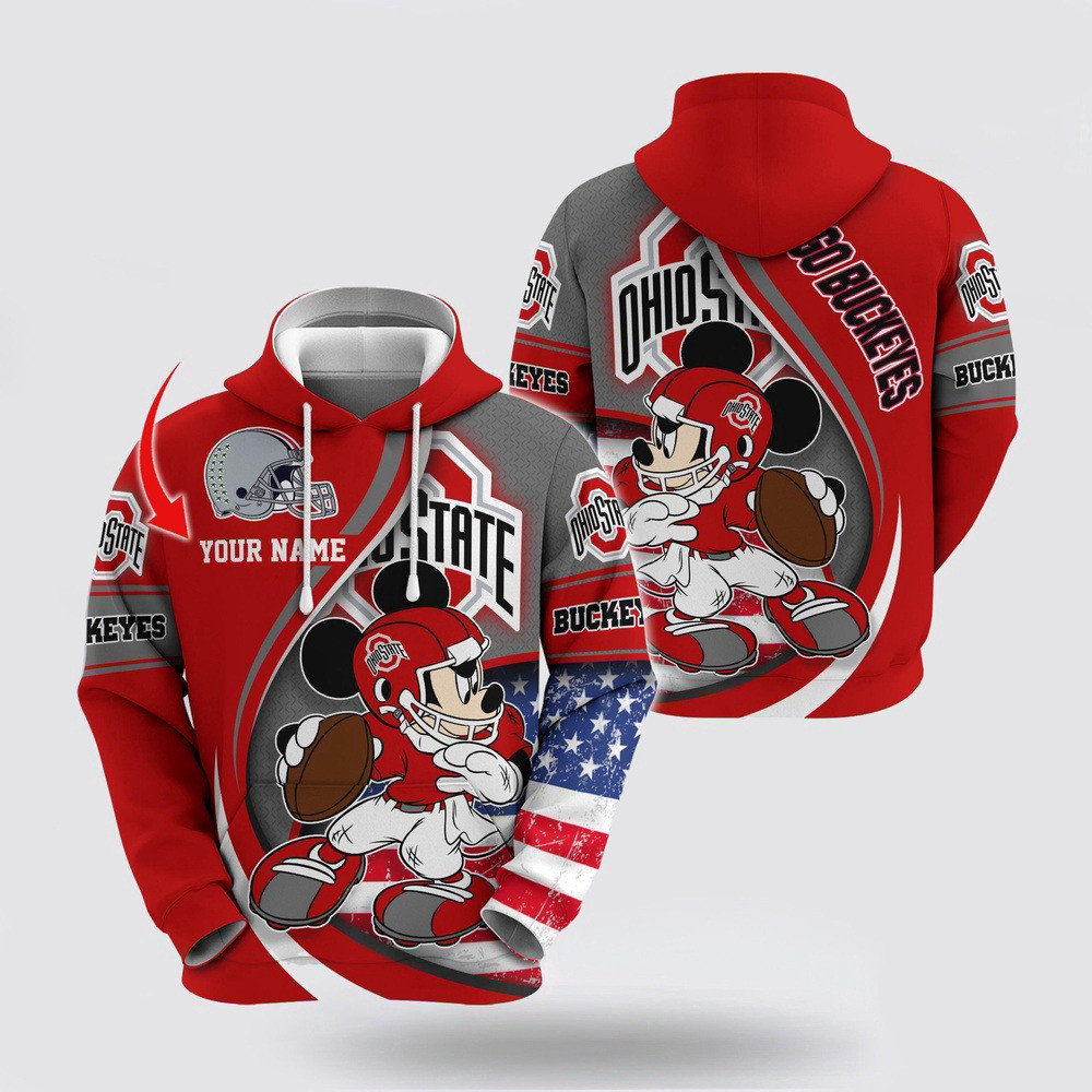 Custom NCAA Ohio State Buckeyes Hoodie Mickey Mouse 100 Year Anniversary Hoodie Gift For Him