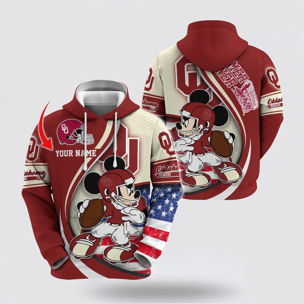 Custom NCAA Oklahoma Sooners Hoodie Mickey Mouse 100 Year Anniversary Hoodie Dudes Gifts