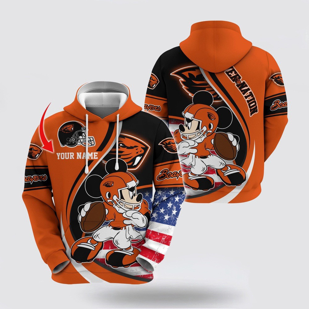 Custom NCAA Oregon State Beavers Hoodie Mickey Mouse 100 Year Anniversary Hoodie