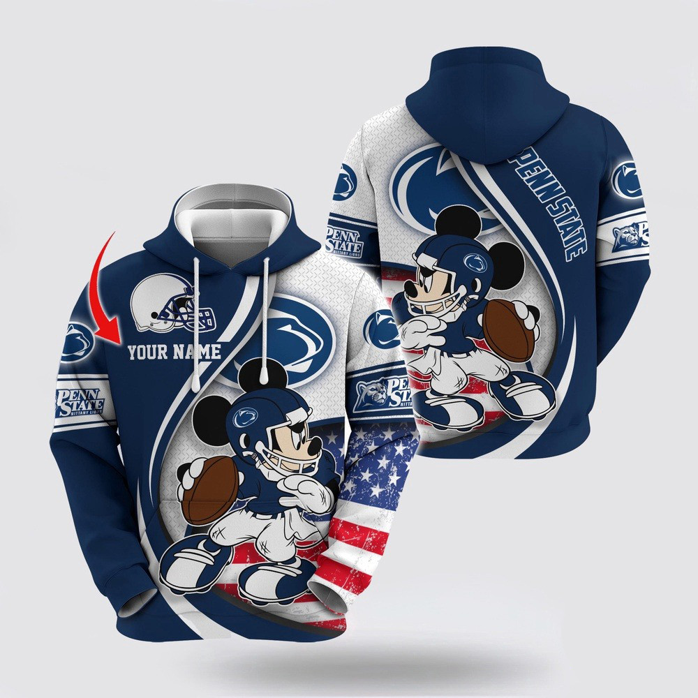 Custom NCAA Penn State Nittany Lions Hoodie Mickey Mouse 100 Year Anniversary Hoodie