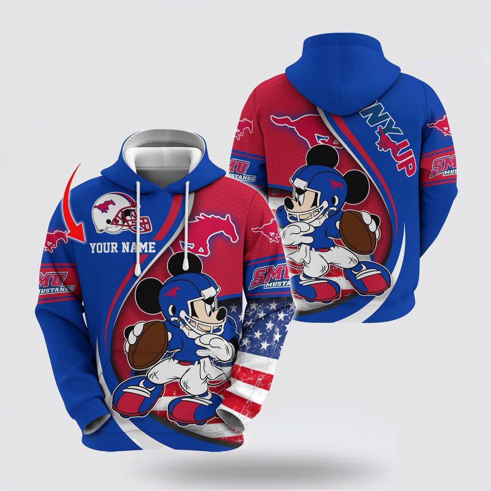 Custom NCAA SMU Mustangs Hoodie Mickey Mouse 100 Year Anniversary Hoodie Fans Gifts