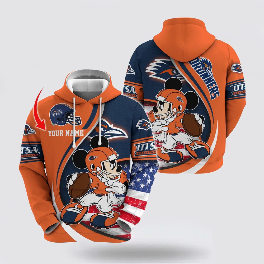 Custom NCAA UTSA Roadrunners Hoodie Mickey Mouse 100 Year Anniversary Fans Gift Ideas