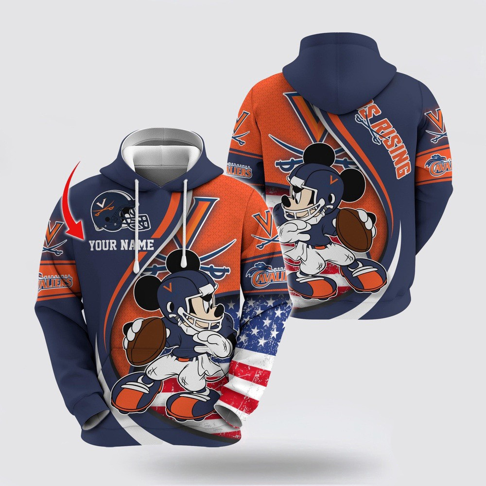 Custom NCAA Virginia Cavaliers Hoodie Mickey Mouse 100 Year Anniversary Hoodie Fans Gift Ideas