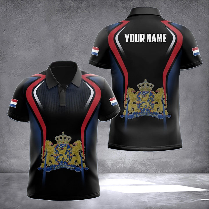 Custom Netherlands Coat Of Arms Flag Polo Shirt Men Dutch Outfit Gifts For Dutch Friends