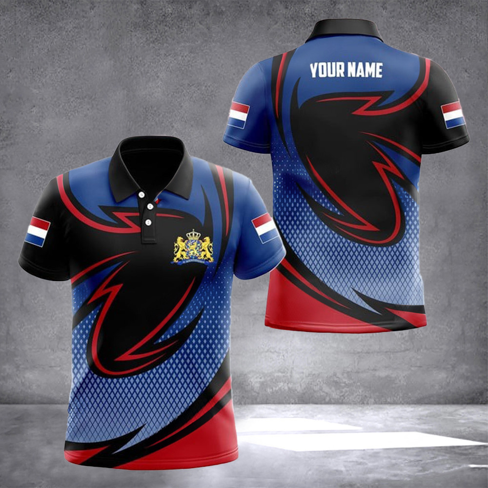 Custom Netherlands Coat Of Arms Neon Style Polo Shirt Dutch Mens Fashion Gifts For Dutch
