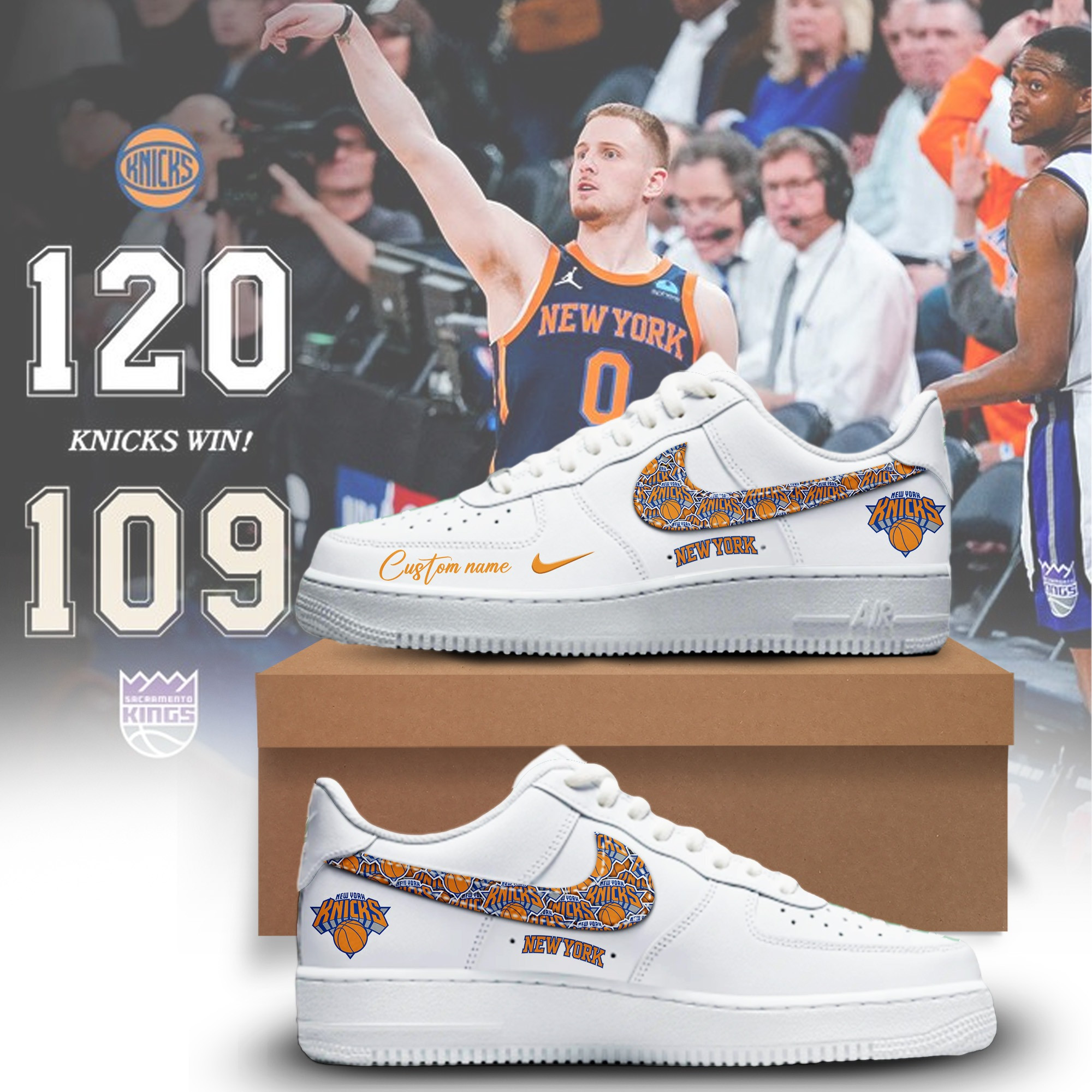 Custom New York Knicks Air Force 1 Shoes Sneakers Merchandise Gifts For Knicks Fans