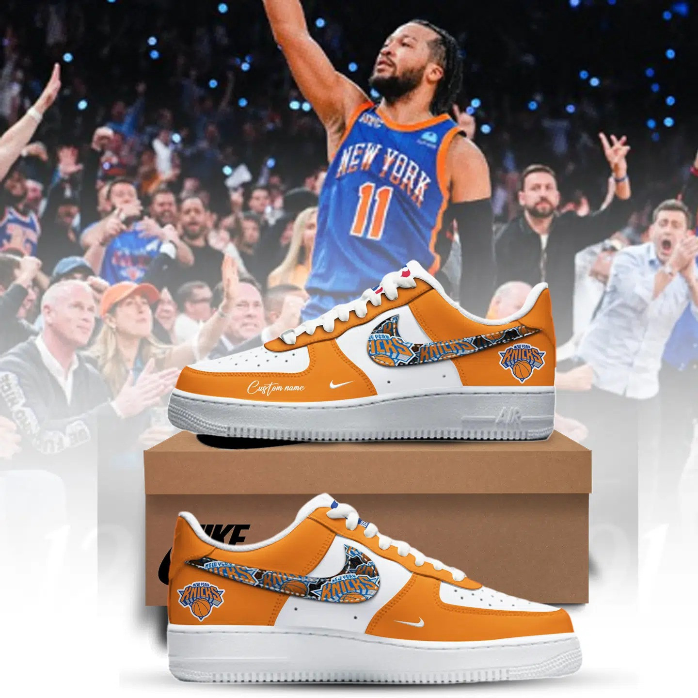 Custom New York Knicks Nike Air Force 1 Shoes Sneakers Merchandise Best NY Knicks Fan Gifts