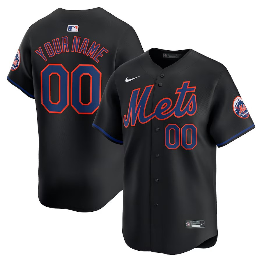 Custom New York Mets Black Alternate Jersey Baseball Father's Day Gifts
