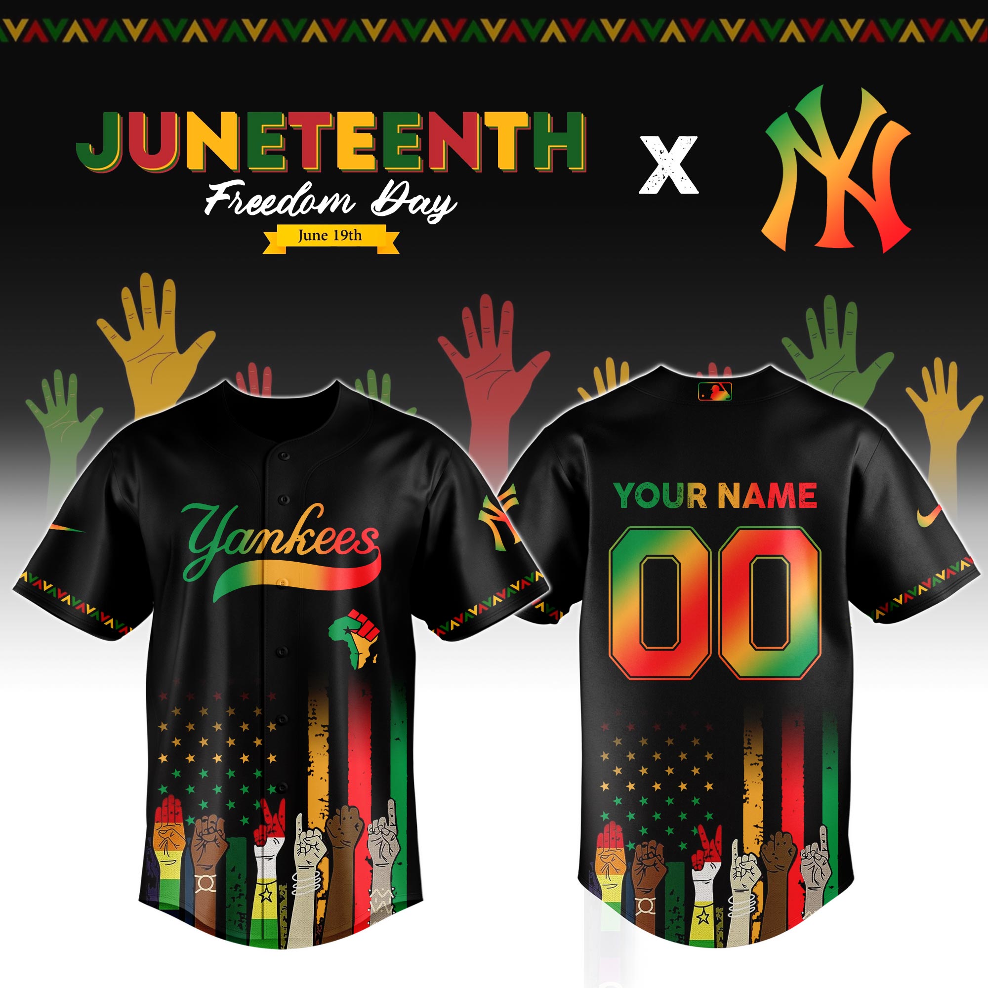 Custom New York Yankees x Juneteenth Jersey 2025 Gifts For Baseball Fans