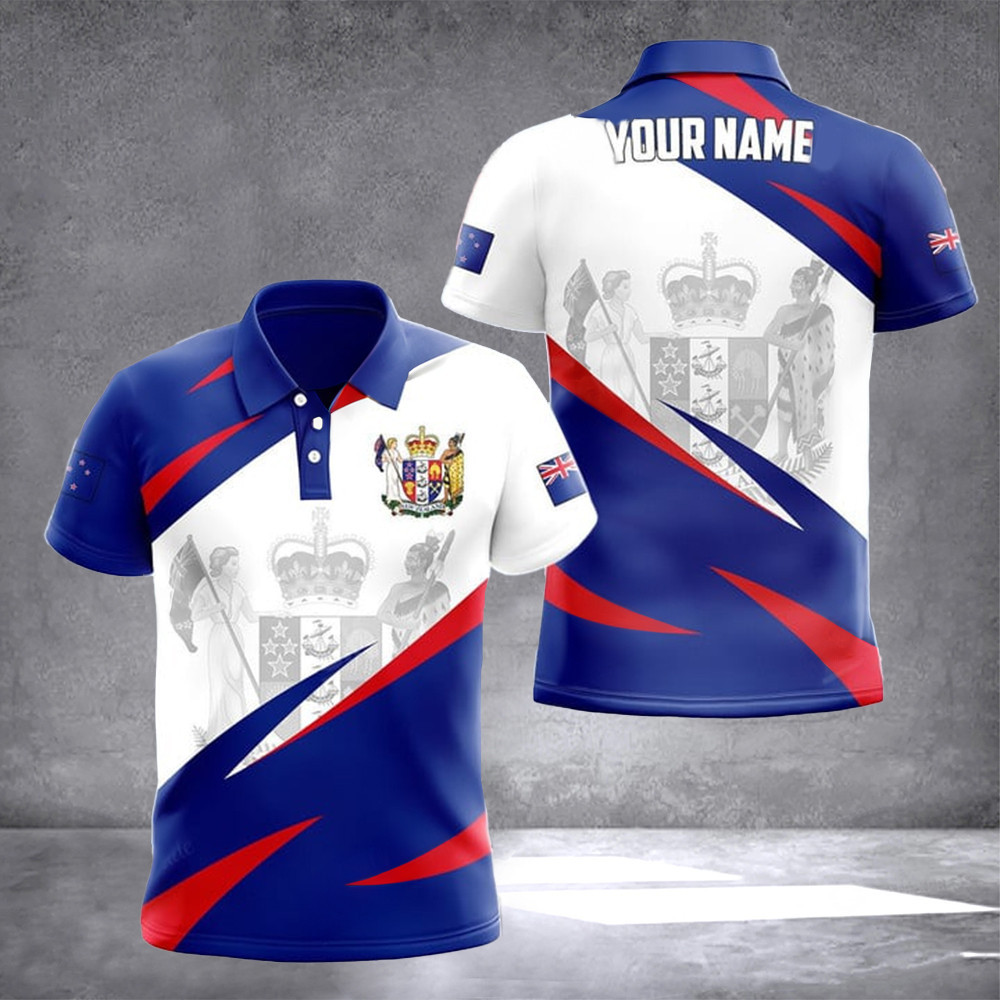 Custom New Zealand Coat Of Arms Polo Shirt Men's Patriotic Clothing Gifts For New Zealanders