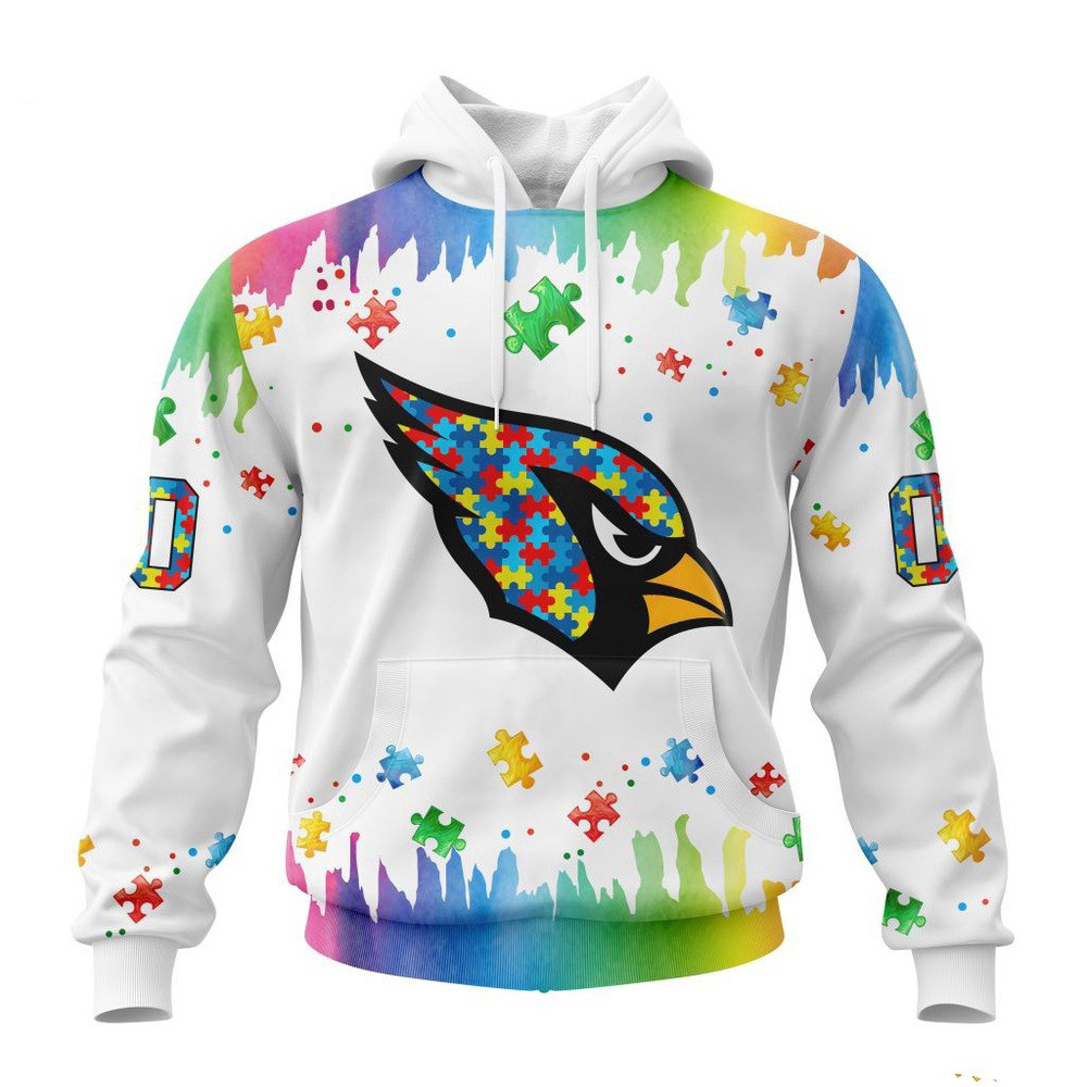 Custom NFL Arizona Cardinals Autism Awareness Hoodie Presents For Football Fans
