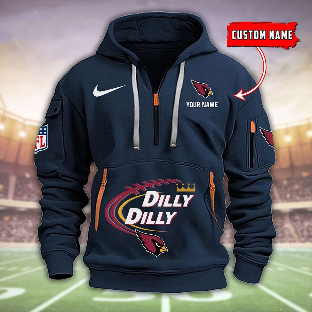 Custom NFL Arizona Cardinals Dilly Dilly Football Quarter Zip Hoodie Merch For Fans