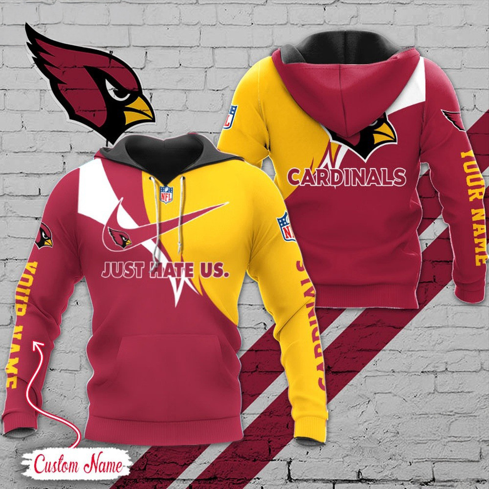 Custom NFL Arizona Cardinals Hoodie Just Hate US Sport Hoodie Best Gifts For Football Fans