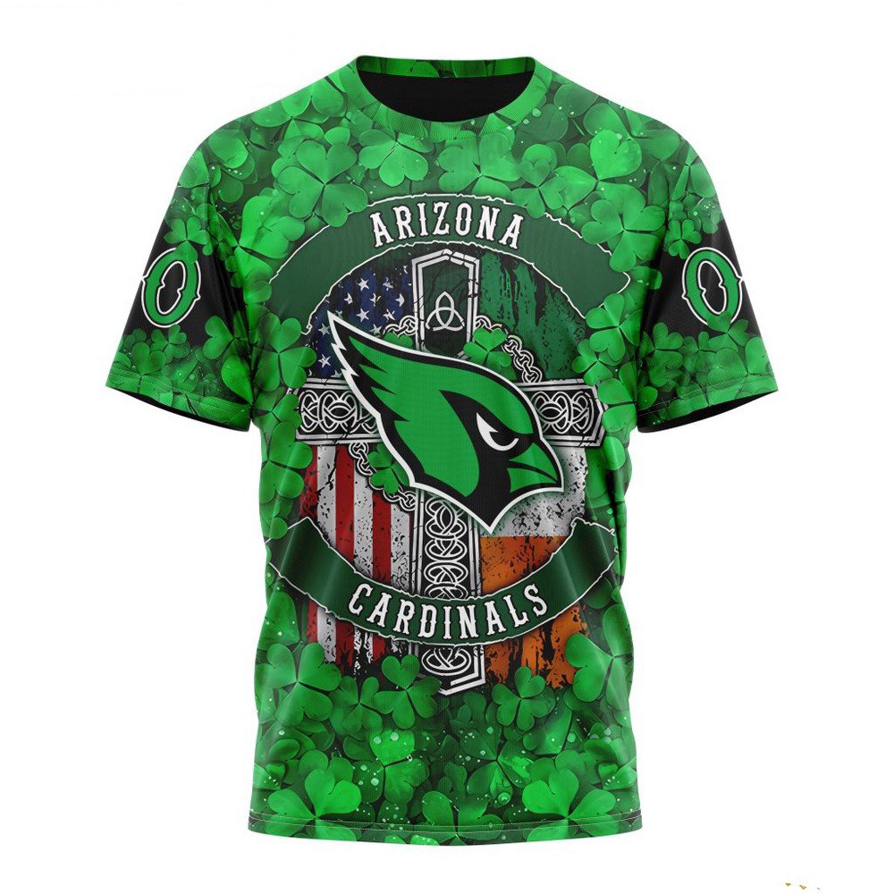 Custom NFL Arizona Cardinals Shirt St Patrick's Day Design T-Shirt Football Themed Gifts