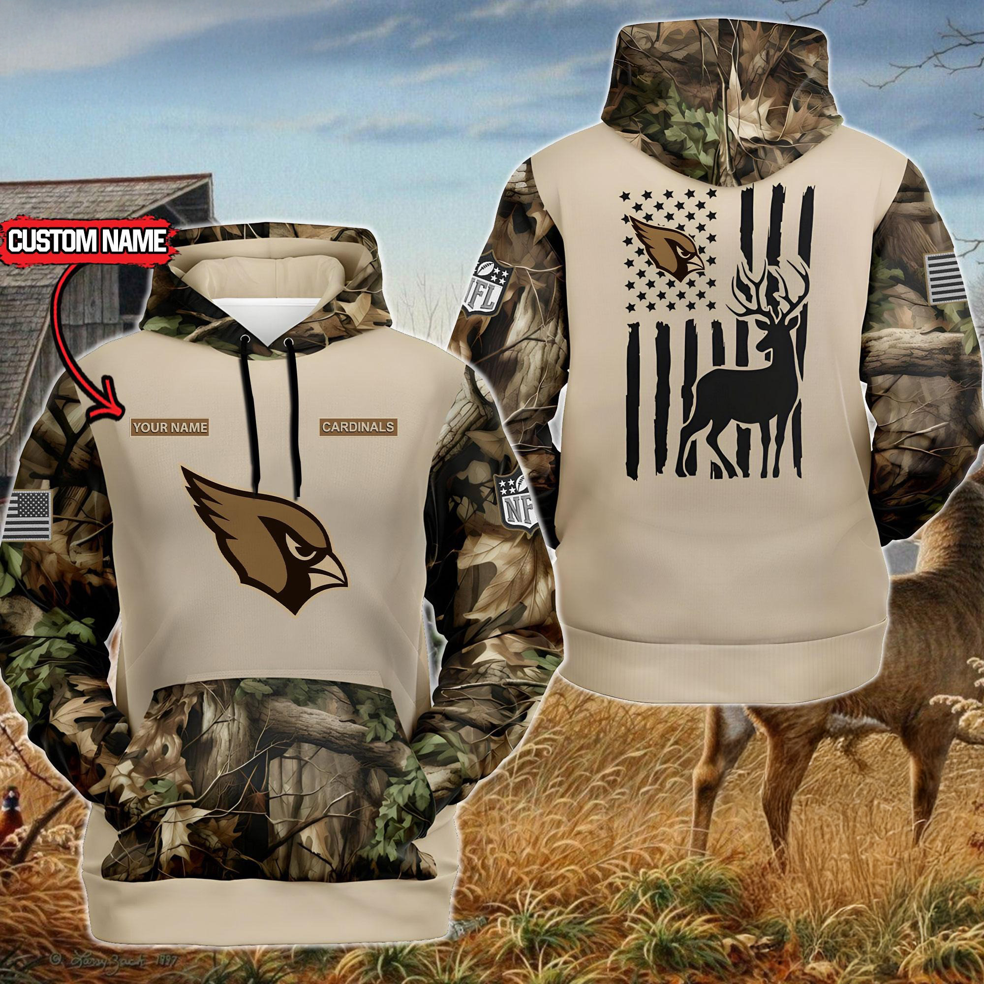 Custom NFL Arizona Cardinals Special Deer Hunting Hoodie Gifts For Football Fan