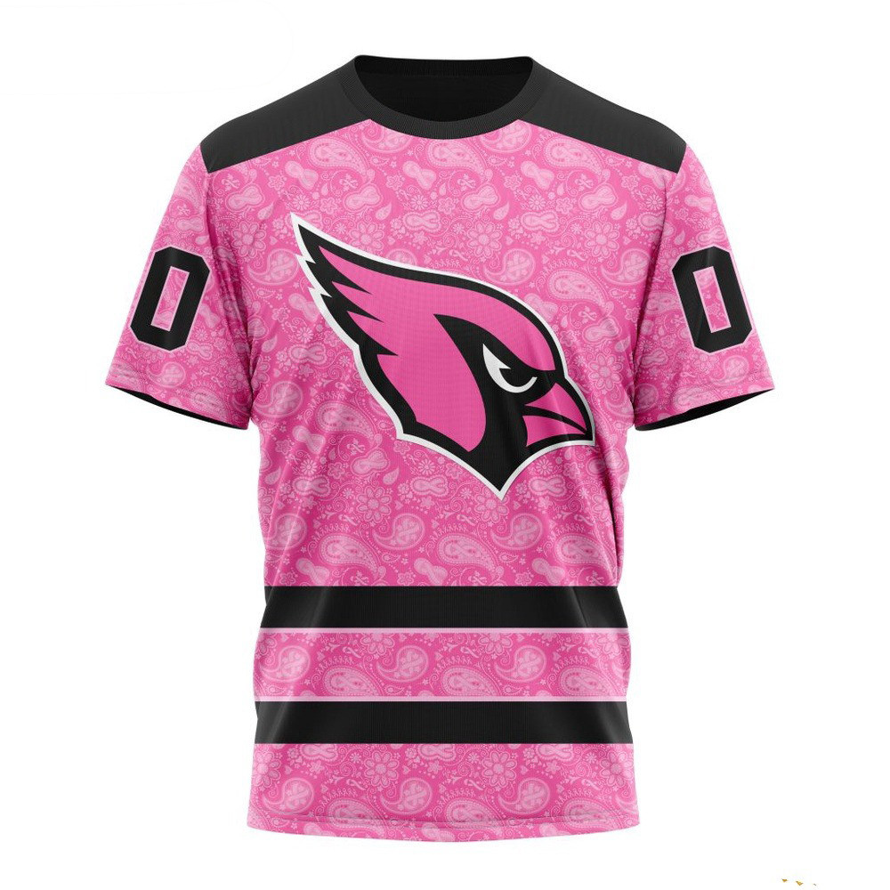 Custom NFL Arizona Cardinals T-Shirt Pink Breast Cancer Awareness Design Shirt Gifts For Fans