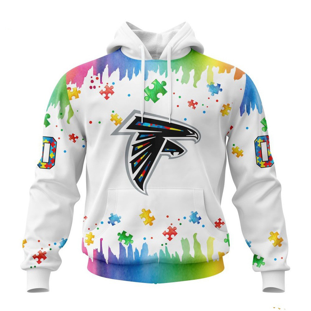 Custom NFL Atlanta Falcons Autism Awareness Design 3D Hoodie Football Themed Gifts