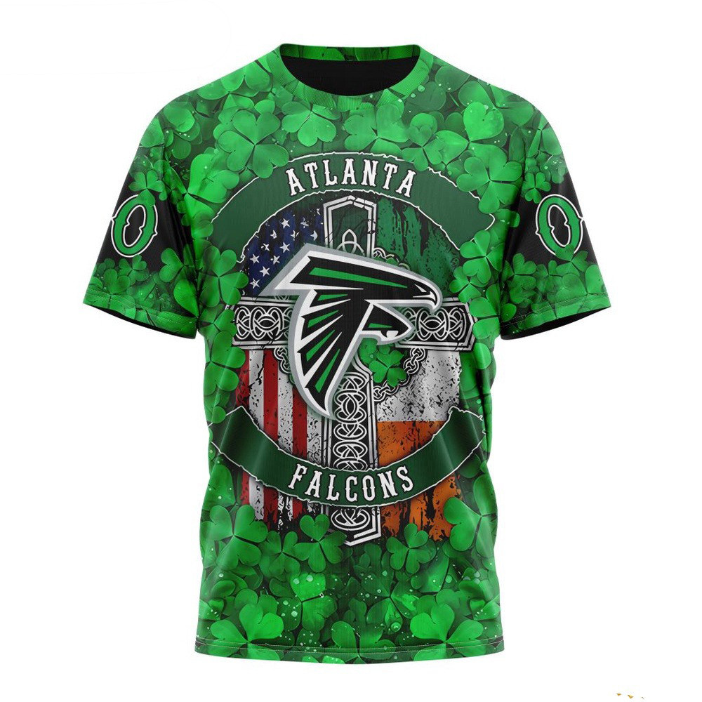 Custom NFL Atlanta Falcons Shirt St Patricks Day Design 3D T-Shirt Football Related Gifts