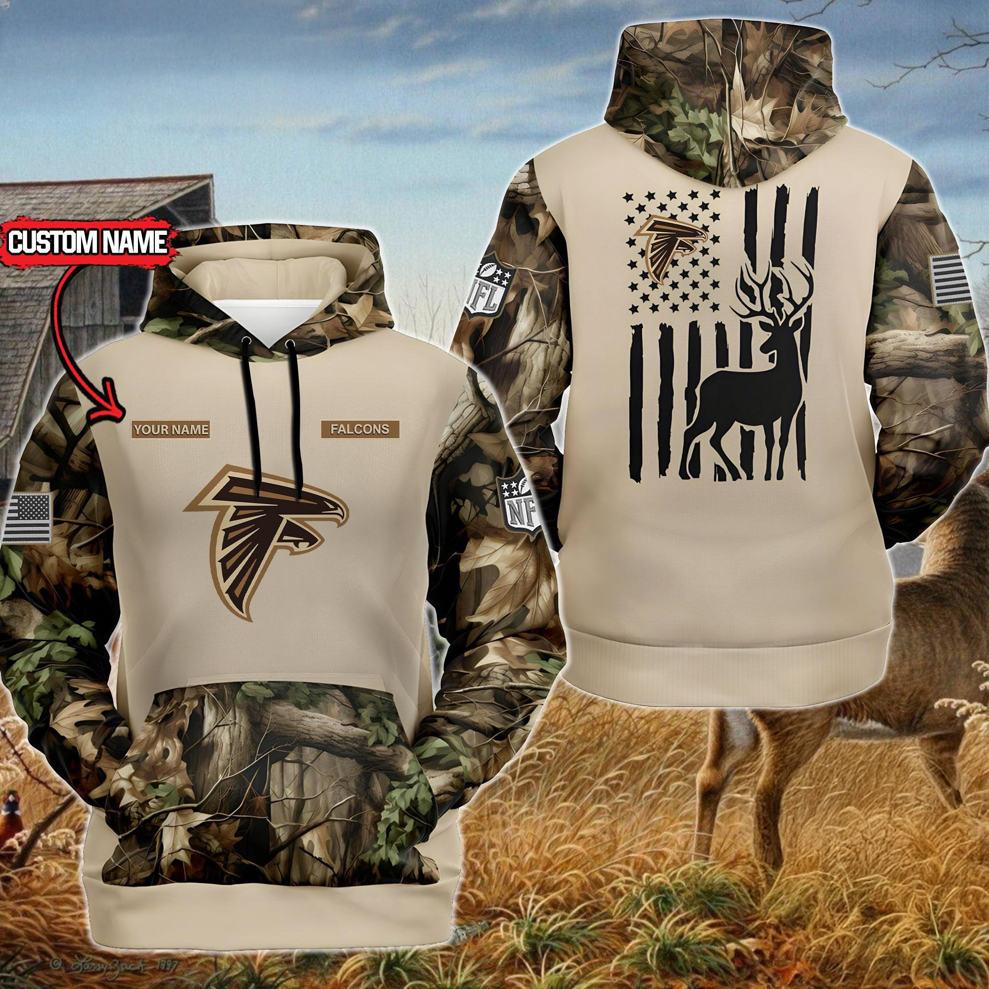 Custom NFL Atlanta Falcons Special Deer Hunting Hoodie Presents For Football Fans