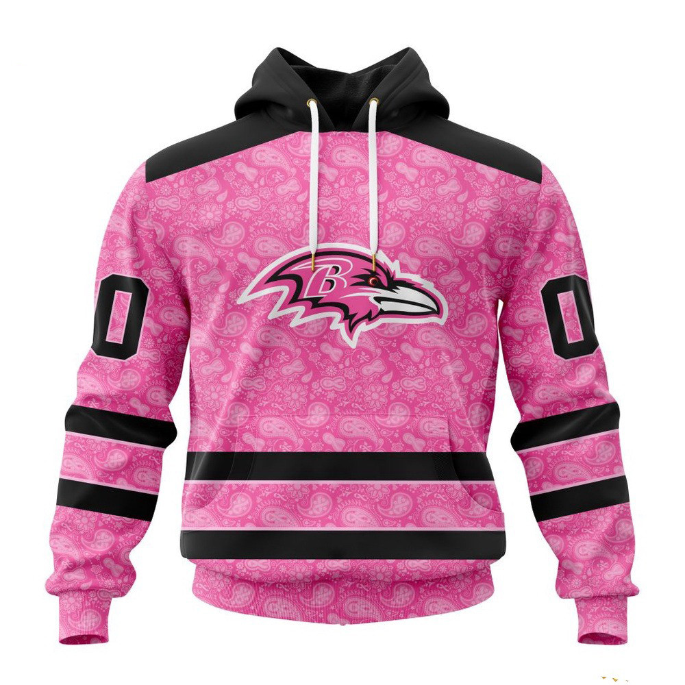 Custom NFL Baltimore Ravens Fight Breast Cancer Hoodie Presents For Football Lovers