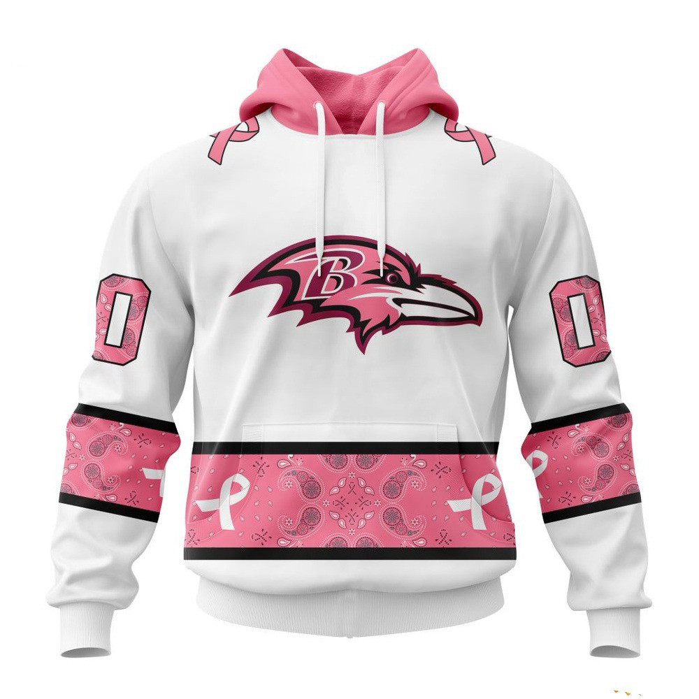 Custom NFL Baltimore Ravens Fight Breast Cancer Hoodie Unique Gifts For Football Fans