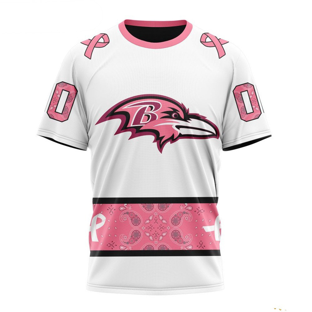 Custom NFL Baltimore Ravens Fight Breast Cancer Pink Design T-Shirt Football Fan Gift Ideas