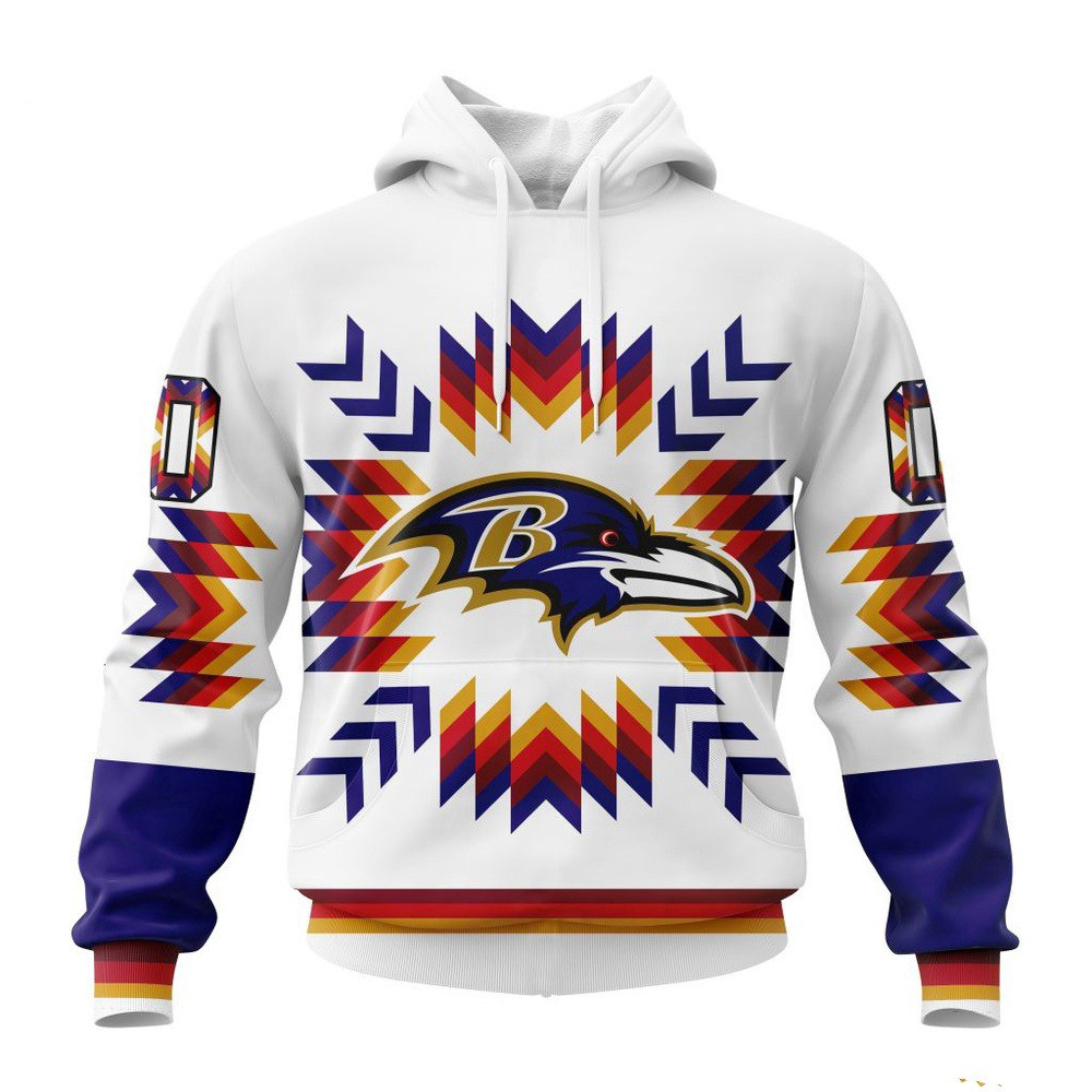 Custom NFL Baltimore Ravens Native Pattern Hoodie Best Gift For Football Lovers