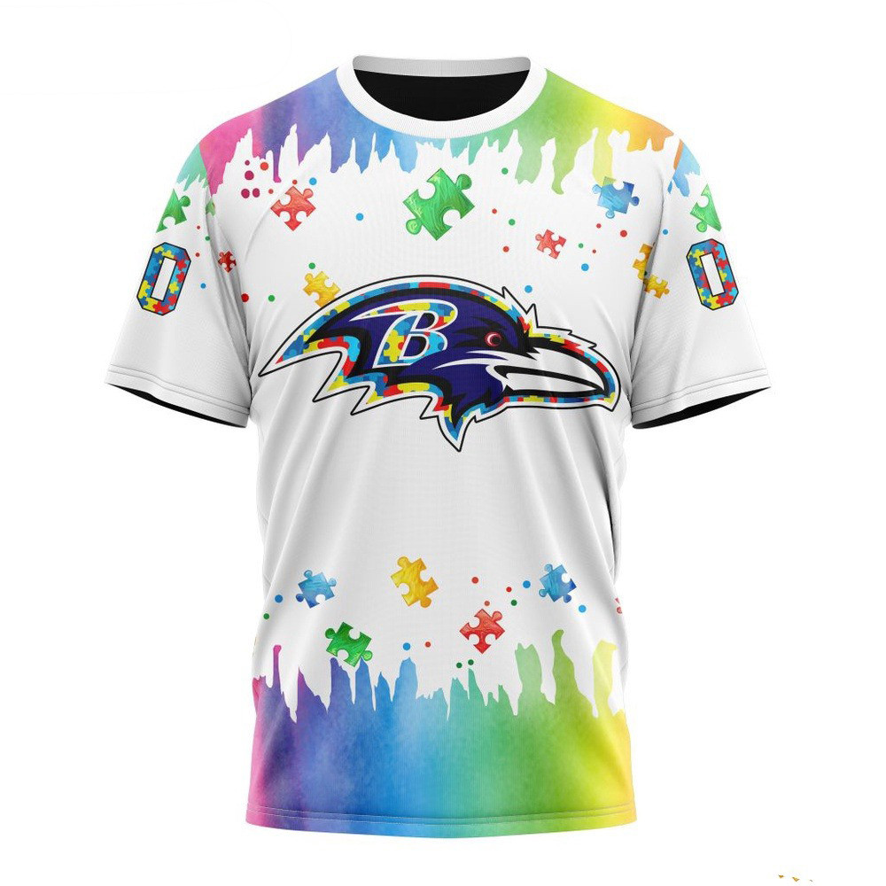 Custom NFL Baltimore Ravens Shirt Autism Awareness Design T-Shirt Football Gifts For Men