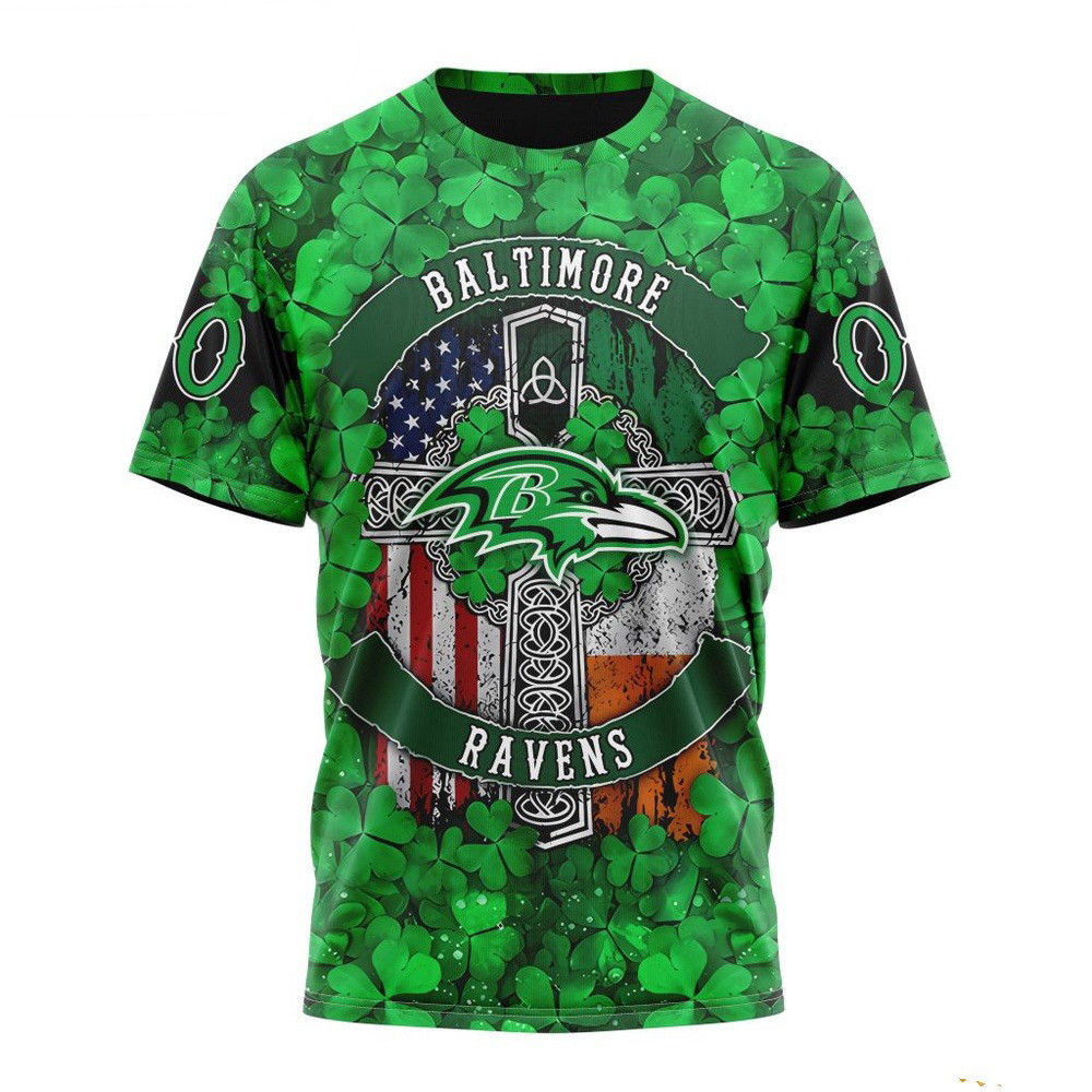 Custom NFL Baltimore Ravens Shirt St Patricks Day Design T-Shirt Fans Gifts