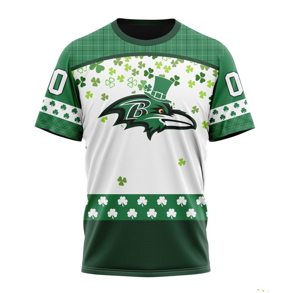 Custom NFL Baltimore Ravens St Patrick's Day Design T-Shirt Gifts For Football Fan