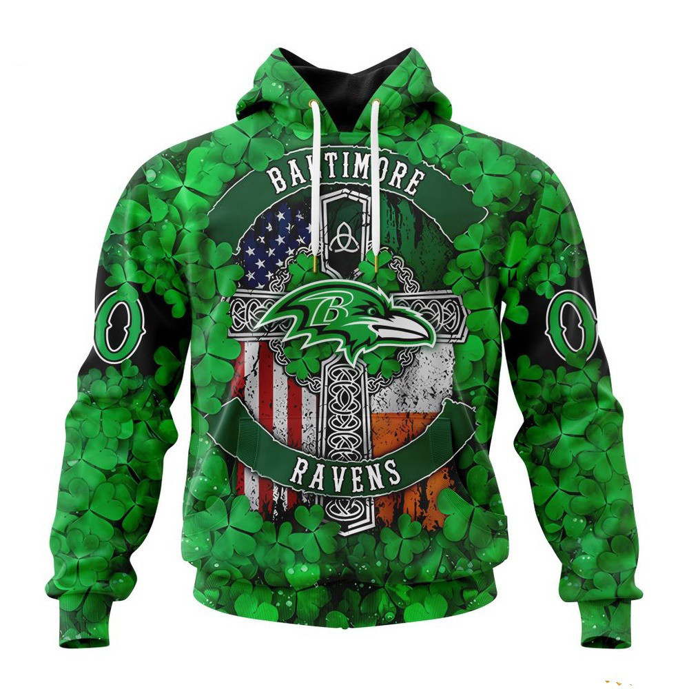 Custom NFL Baltimore Ravens St Patrick's Day Hoodie Gift Ideas For Football Lovers