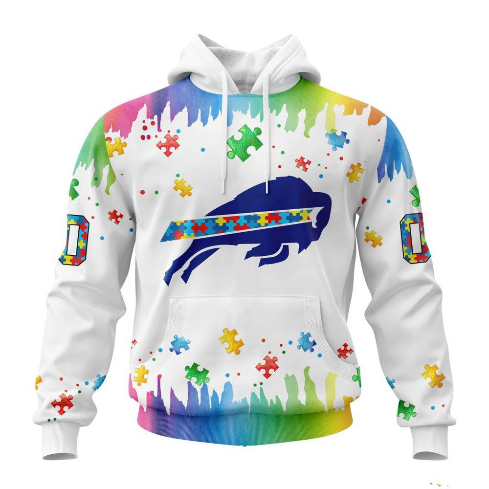Custom NFL Buffalo Bills Autism Awareness Design 3D Hoodie Presents For Football Fans
