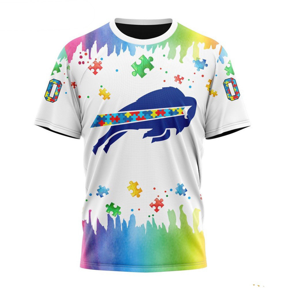 Custom NFL Buffalo Bills Autism Awareness Design T-Shirt Football Related Gifts