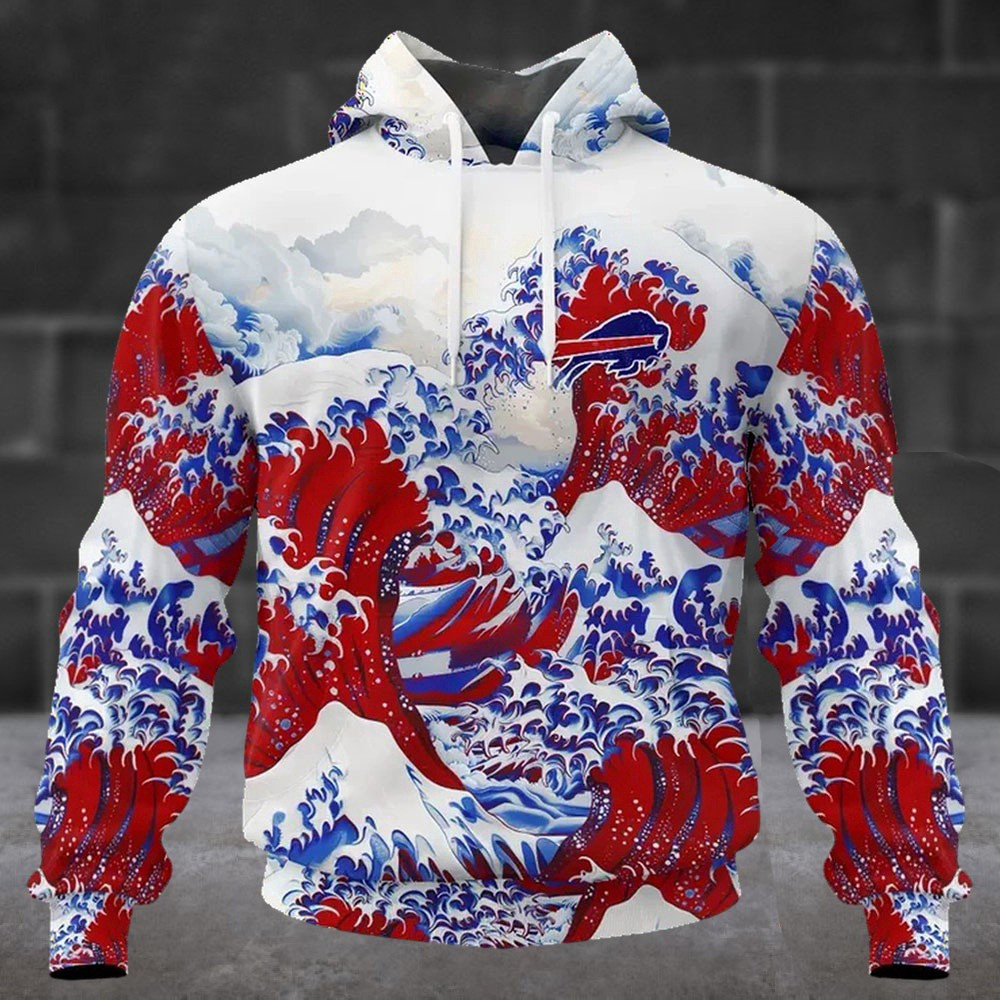 Custom NFL Buffalo Bills Football Great Wave Hoodie Football Themed Gifts