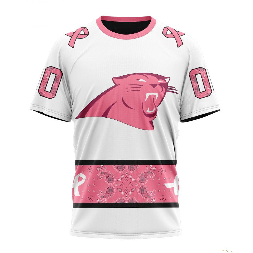 Custom NFL Carolina Panthers T-Shirt Pink Design Fight Breast Cancer Shirt Gifts For Fans
