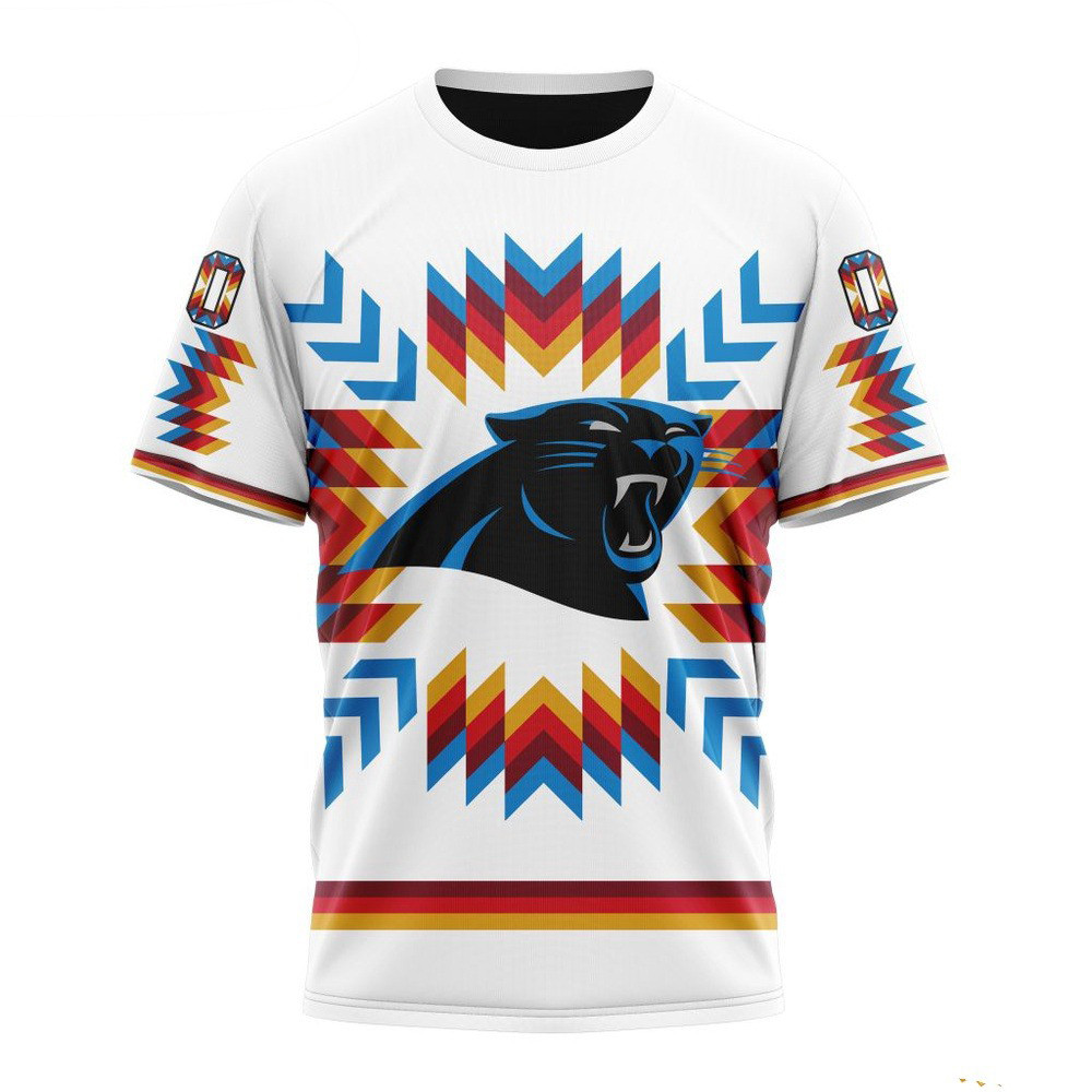 Custom NFL Carolina Panthers T-Shirt Special Design With Native Pattern Football Fan Gift Ideas
