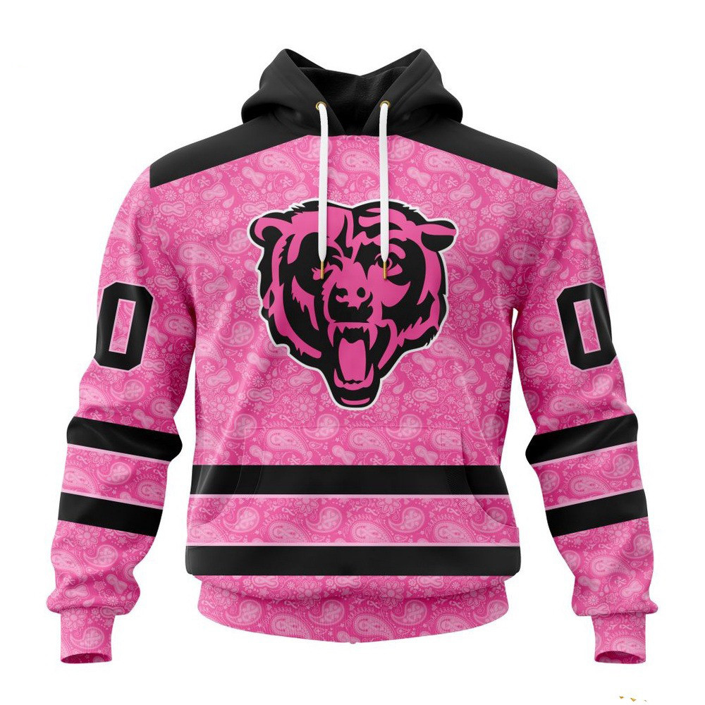 Custom NFL Chicago Bears Pink Design Fight Breast Cancer Hoodie Presents For Football Lovers