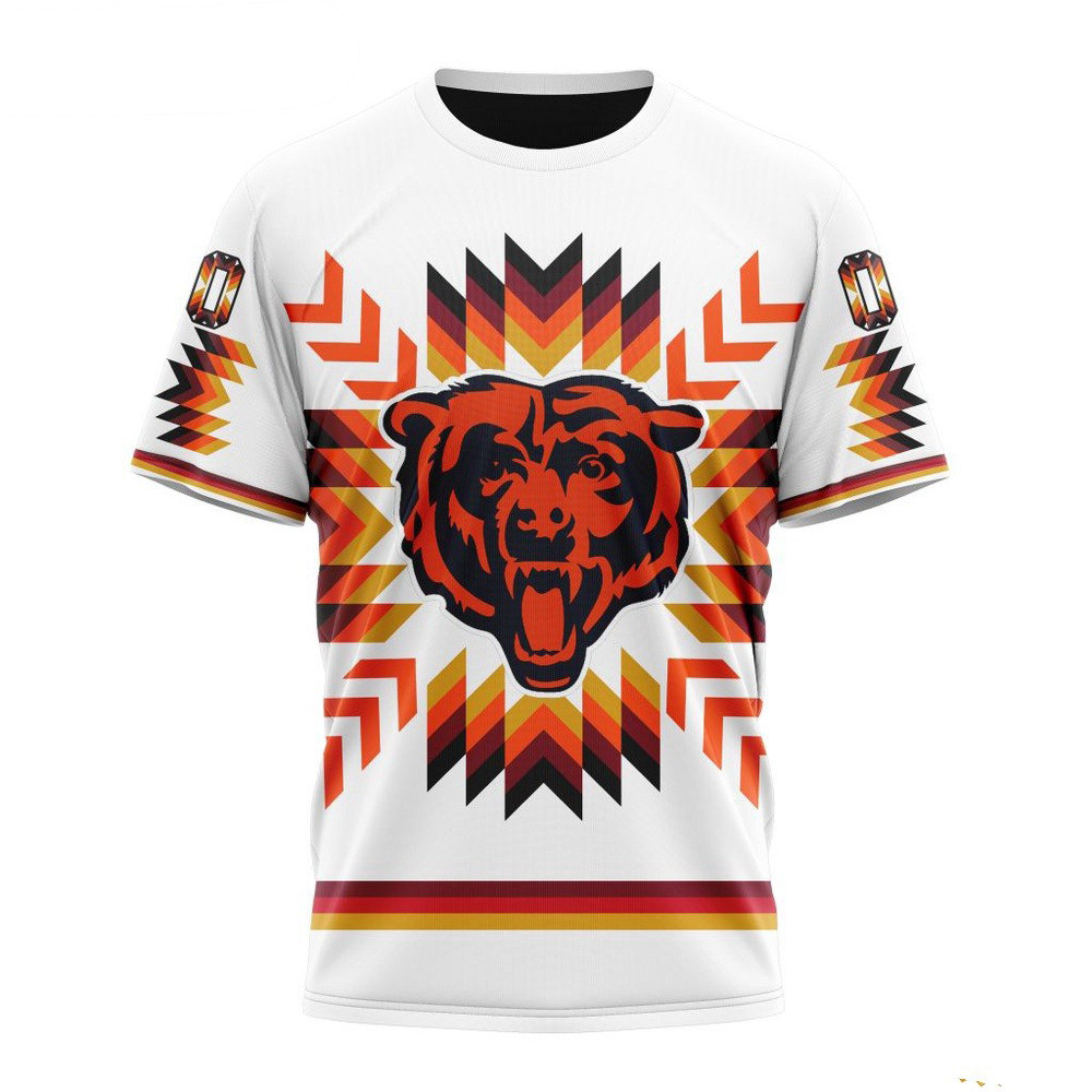 Custom NFL Chicago Bears T-Shirt Design With Native Pattern Presents For Football Lovers