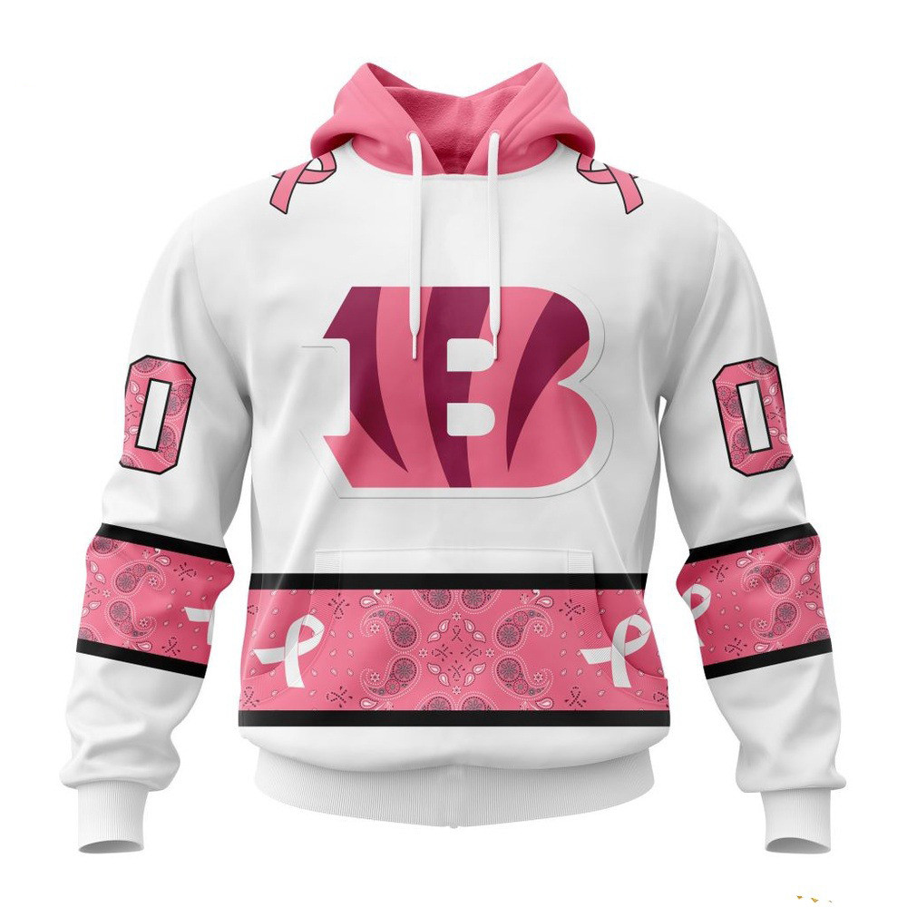 Custom NFL Cincinnati Bengals Fight Breast Cancer Hoodie Presents For Football Lovers