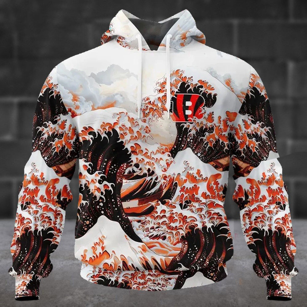 Custom NFL Cincinnati Bengals Football Great Wave Hoodie Gifts For Football Fan