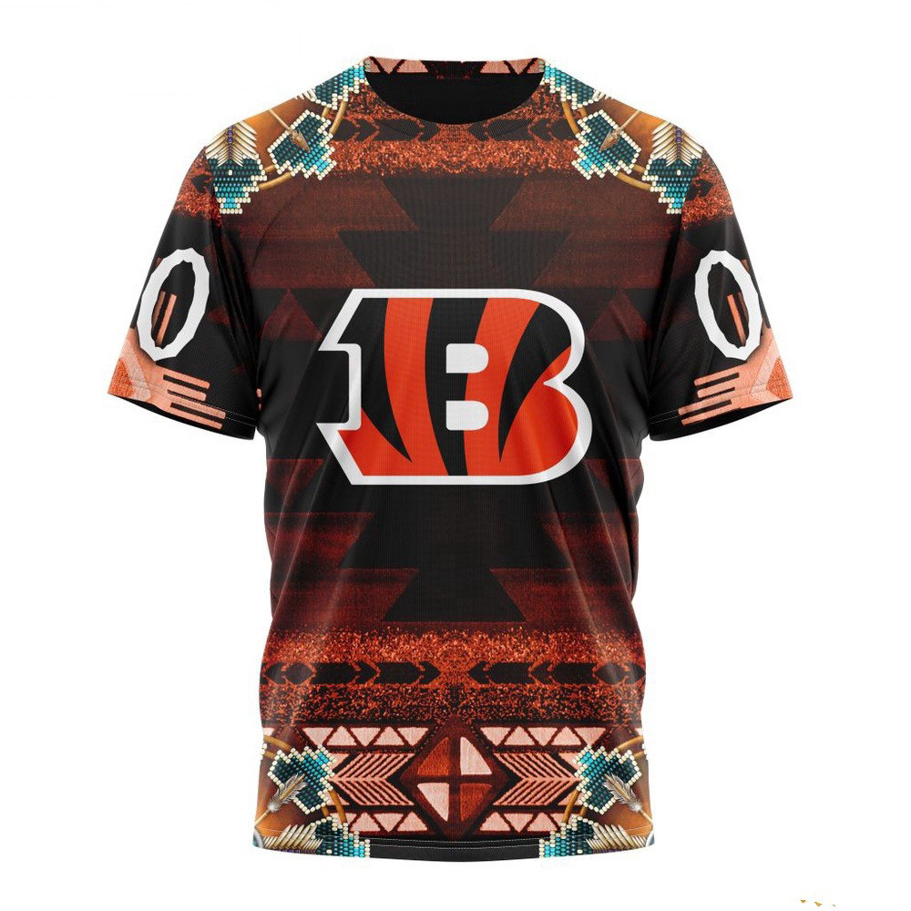 Custom NFL Cincinnati Bengals T-Shirt With Native Pattern Unique Gifts For Football Fans