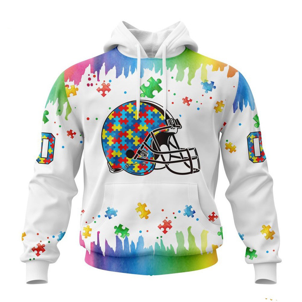 Custom NFL Cleveland Browns Autism Awareness Design 3D Hoodie Best Gift For Football Lovers
