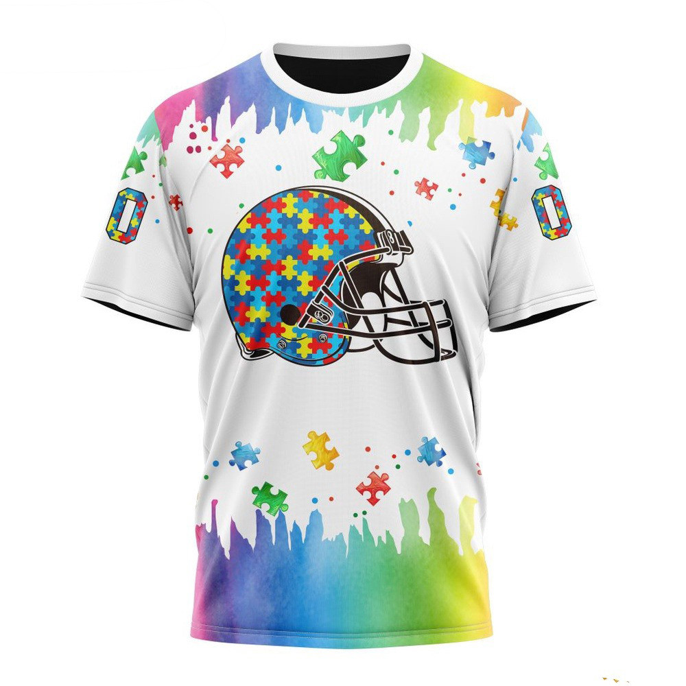Custom NFL Cleveland Browns Autism Awareness Design T-Shirt Best Football Gifts
